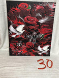 Red Roses with Doves